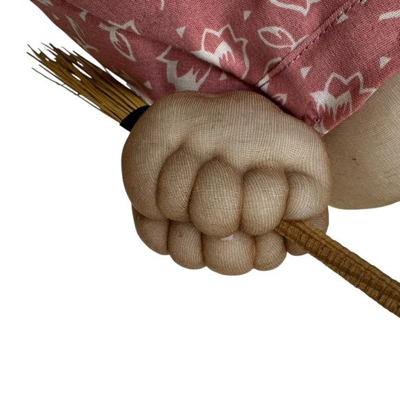 Vintage Panty Hose Witch Doll Plush Broom Halloween Fanny Staffed Toy Handmade - Picture 7 of 9